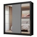 Ver imagem 3 de Guarda-roupa Casal 3 Portas de Correr com Espelhos Preto/cinza Nobre Madesa