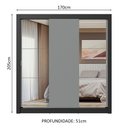 Ver imagem 4 de Guarda-roupa Casal 3 Portas de Correr com Espelhos Preto/cinza Nobre Madesa