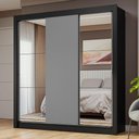 Ver imagem 1 de Guarda-roupa Casal 3 Portas de Correr com Espelhos Preto/cinza Nobre Madesa