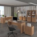 Ver imagem 1 de Kit 8 Peças com 2 Escrivaninhas, 3 Gaveteiros, 2 Estantes e 1 Armário Multiuso Baixo