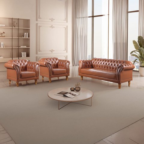 Conjunto Sofá e Poltronas Chesterfield Duque