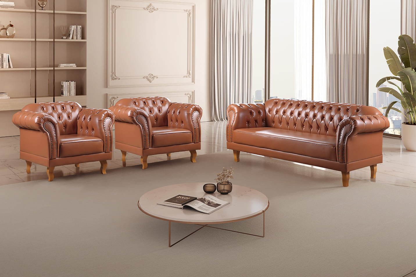 Conjunto Sofá e Poltronas Chesterfield Duque - 1