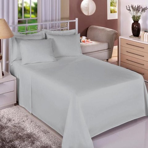 Jogo Cama Casal Algodão 130 Fios Liso Conforto Macio