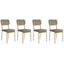 Ver imagem 1 de Cadeira Sala de Jantar Valle 1755 Aço Kit 4 Uni Dourado/linho Bamboo/courano Bamboo/noce - Carraro