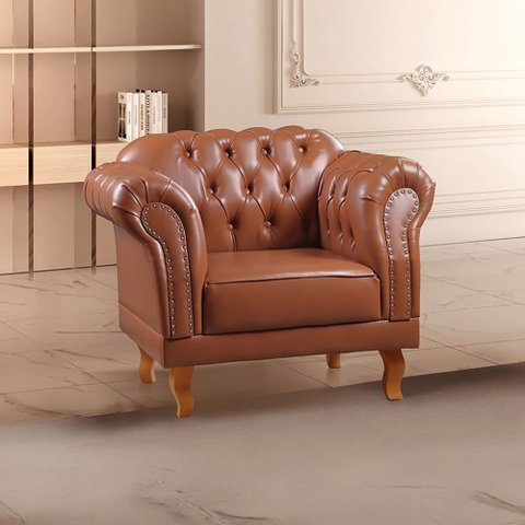 Kit 2 Poltronas Duque Chesterfield Yescasa Marrom Caramelo