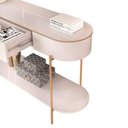 Ver imagem 2 de Aparador Decorativo Amanda 1 Gaveta e 1 Prateleira Pés Metálicos Dourados Off White G18 - Gran