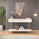 Ver imagem 4 de Aparador Decorativo Amanda 1 Gaveta e 1 Prateleira Pés Metálicos Dourados Off White G18 - Gran