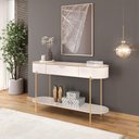 Ver imagem 1 de Aparador Decorativo Amanda 1 Gaveta e 1 Prateleira Pés Metálicos Dourados Off White G18 - Gran