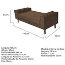 Ver imagem 5 de Recamier Baú Félix Solteiro 195 cm Suede - Doce Sonho Móveis ML/R1/FELIX/195/B/S Marrom