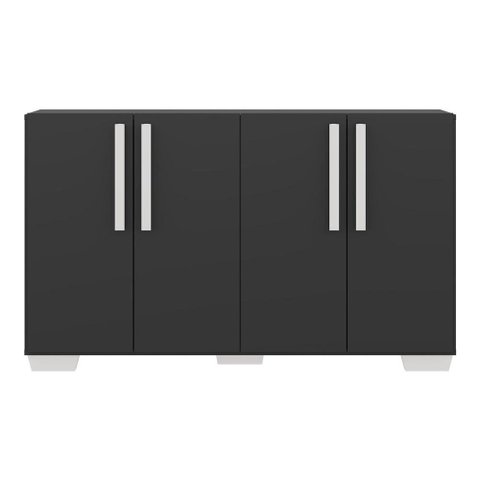 Aparador Buffet 4 Portas com Pés Quadrados Viena Multimóveis V3607 Preto/Branco