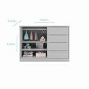 Ver imagem 6 de Quarto Infantil Guarda-Roupa 3 Portas e Cômoda 4 Gavetas Pérola Cinza