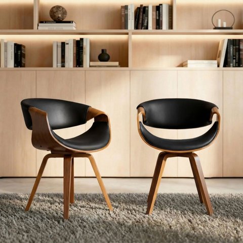 Kit 2 Cadeiras de Jantar Nicole Homenow Madeira Cor Preto