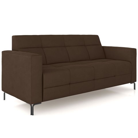 Sofá 3 Lugares Sala Living Industrial 200cm Senna K01 Veludo Marrom - Lyam Decor