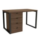 Ver imagem 2 de Escrivaninha Mesa Escritório Diretor com Gaveteiro Office 4 Gavetas 120cm Industrial Carvalho e Munique Marrom