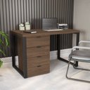 Ver imagem 1 de Escrivaninha Mesa Escritório Diretor com Gaveteiro Office 4 Gavetas 120cm Industrial Carvalho e Munique Marrom