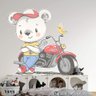 Adesivo de Parede Infantil Ursinho Motoqueiro-Extra Grande 85x89cm - 1