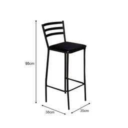Conjunto Bistrô Mesa com 2 Banquetas Altas Morumbi Preto e Tampo Preto - 5