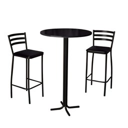Conjunto Bistrô Mesa com 2 Banquetas Altas Morumbi Preto e Tampo Preto - 2