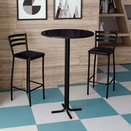 Conjunto Bistrô Mesa com 2 Banquetas Altas Morumbi Preto e Tampo Preto - 1