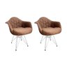 Kit 2 Poltronas Jantar Eames Eiffel Estofadas Caramelo Base Ferro Branco - 1