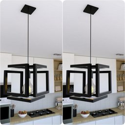 Kit 2 Pendentes Luminária Infinity Industrial Preto - 1