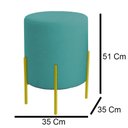 Ver imagem 2 de Kit 2 Puffs Orgânicos Veludo Thor com Pés de Ferro Dourado - 7 Decor Azul Turquesa