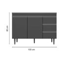 Ver imagem 7 de Armário Aéreo Andréia 80 Cm Balcão de Cozinha com Tampo 100 Cm Cinza - Ajl