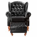 Ver imagem 2 de Poltrona Imperador Chesterfield com Puff Decoração Sala Quarto Recepção - Couríssimo Preto