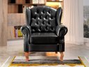 Ver imagem 5 de Poltrona Imperador Chesterfield com Puff Decoração Sala Quarto Recepção - Couríssimo Preto