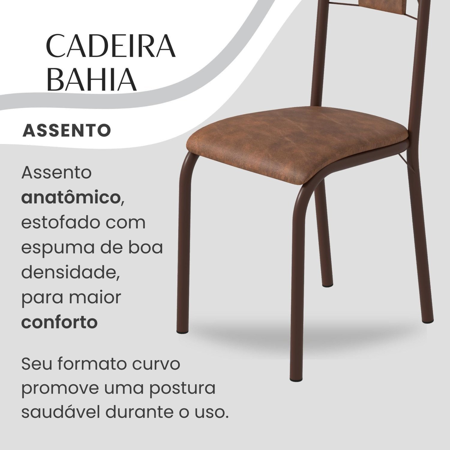 Conjunto Sala de Jantar Bahia Mesa Tubo 3" 120x75 Tampo Pedra Granito Topázio com 4 Cadeiras - 8