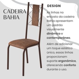 Conjunto Sala de Jantar Bahia Mesa Tubo 3" 120x75 Tampo Pedra Granito Topázio com 4 Cadeiras - 5