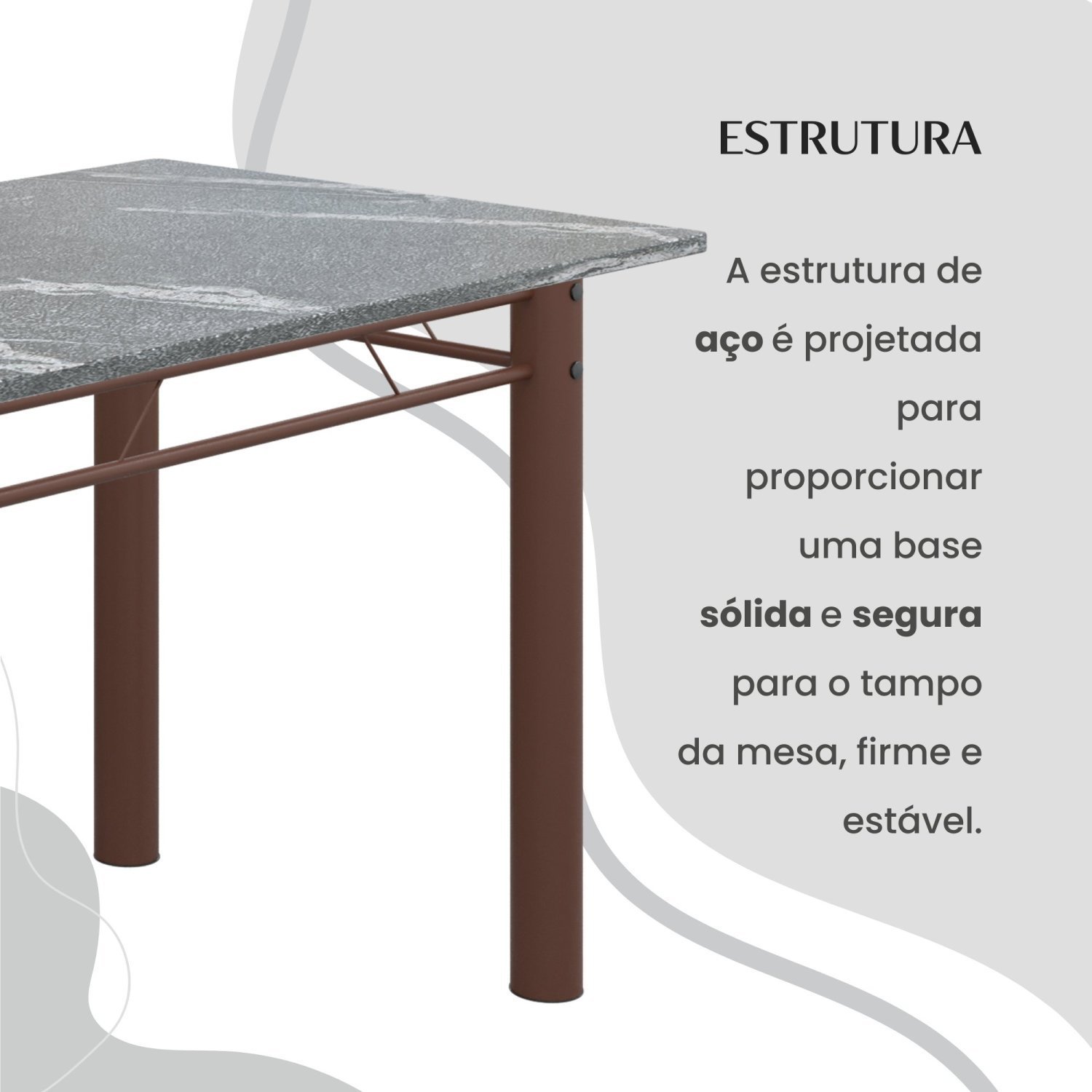 Conjunto Sala de Jantar Bahia Mesa Tubo 3" 120x75 Tampo Pedra Granito Topázio com 4 Cadeiras - 9