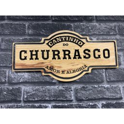 Placa Cantinho do Churrasco Decorativa Talhada - 1