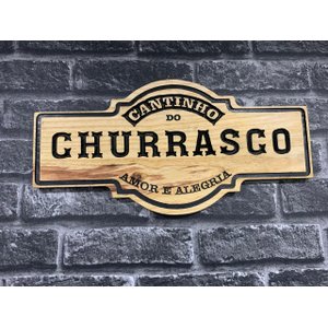 Placa Cantinho do Churrasco Decorativa Talhada