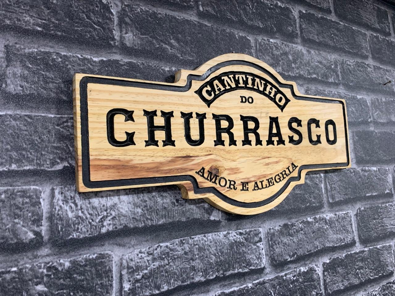 Placa Cantinho do Churrasco Decorativa Talhada - 3