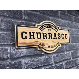 Placa Cantinho do Churrasco Decorativa Talhada - 3