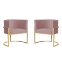 Ver imagem 1 de Kit 2 Poltronas Decorativa Sala Estar Recepção Escritório Luana Base Gold Veludo Rosê Montanaris