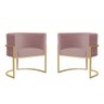 Kit 2 Poltronas Decorativa Sala Estar Recepção Escritório Luana Base Gold Veludo Rosê Montanaris - 1
