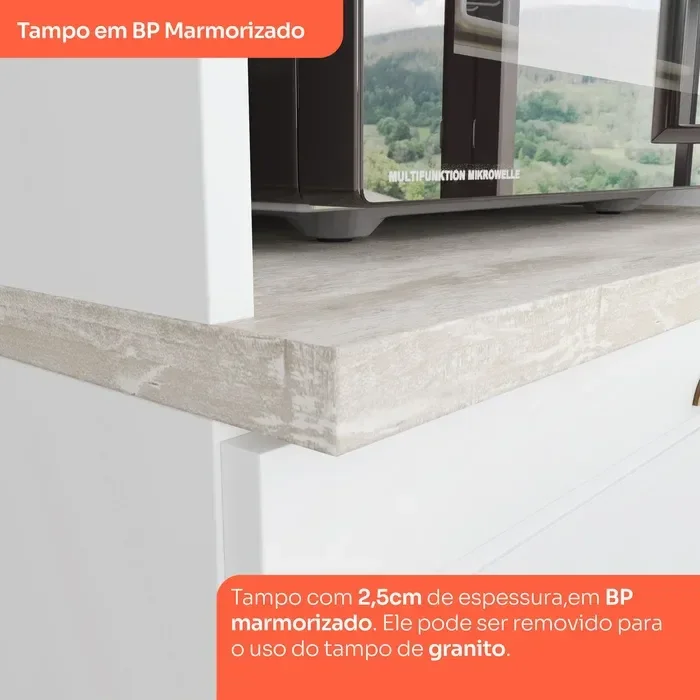 Ver imagem 7 de Balcão para Cozinha 2 Portas 80cm com Tampo Emily Espresso Móveis