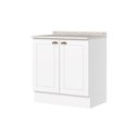 Ver imagem 2 de Balcão para Cozinha 2 Portas 80cm com Tampo Emily Espresso Móveis Branco/Calcare