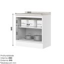 Ver imagem 3 de Balcão para Cozinha 2 Portas 80cm com Tampo Emily Espresso Móveis Branco/Calcare