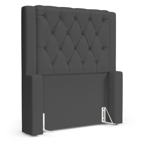 Cabeceira Atena para Cama Box Solteiro 90cm Capitonê com Frame Suede Cinza - Desk Design