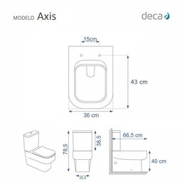 Assento Sanitário Poliéster Axis Branco para vaso Deca - 3