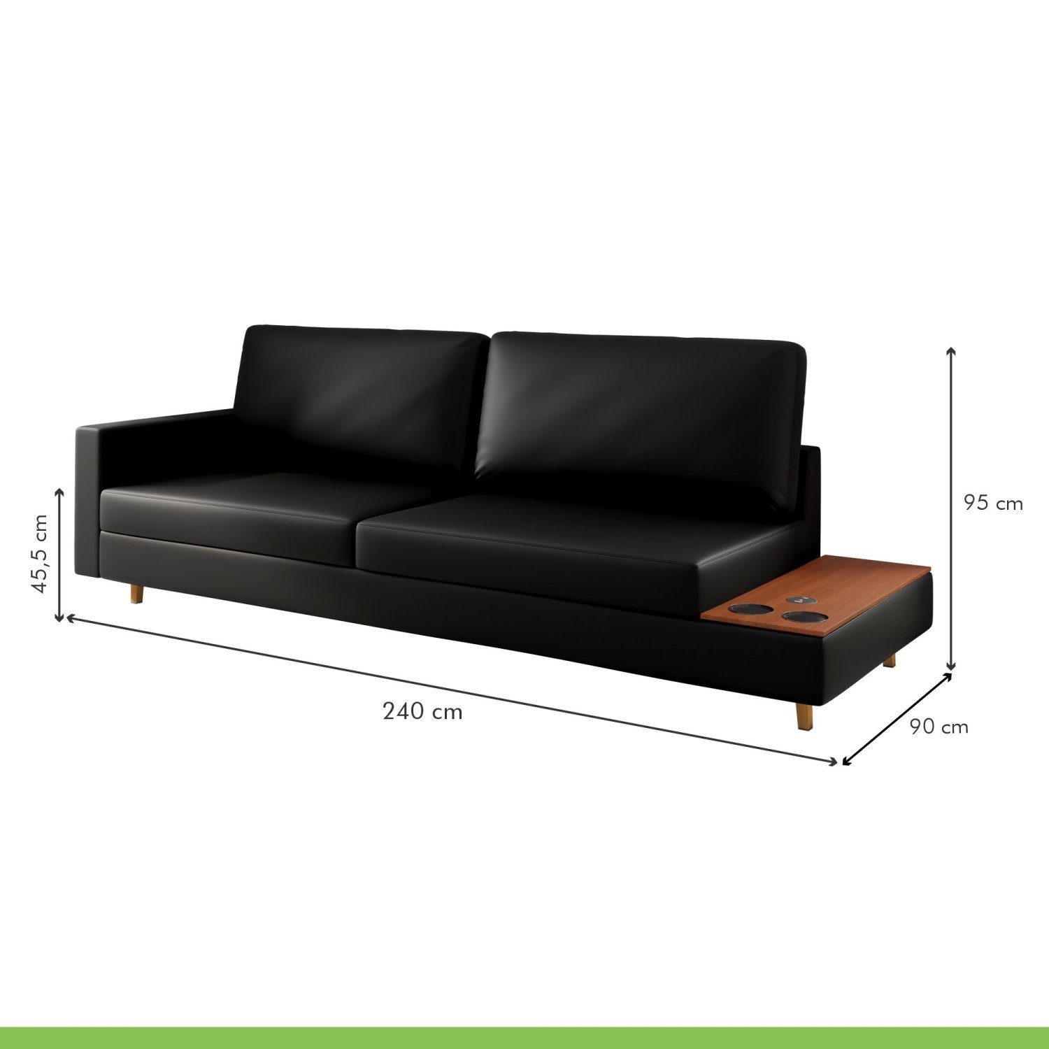 Sofá 4 Lugares com Porta Copos e Carregador Portátil 240cm Lenz Top Yescasa  - 3