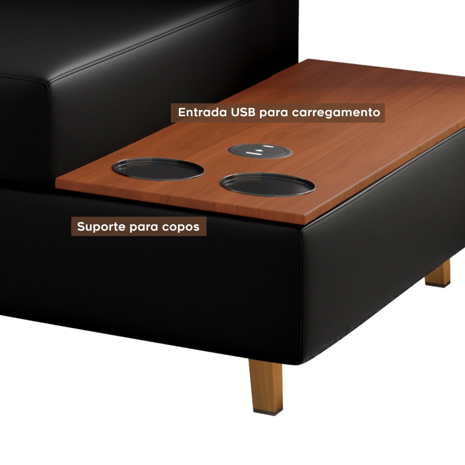 Sofá 4 Lugares com Porta Copos e Carregador Portátil 240cm Lenz Top Yescasa  - 8