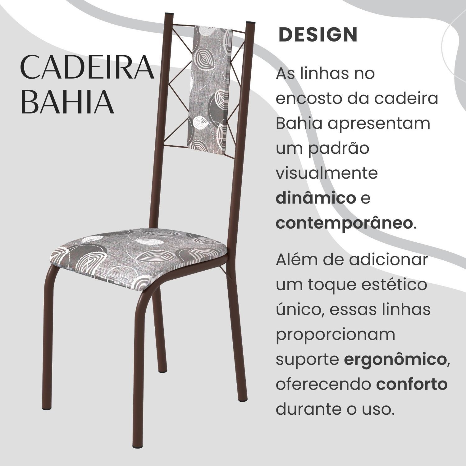 Conjunto Sala de Jantar Bahia Mesa Tubo 120x75cm Tampo Pedra Granito Topázio com 4 Cadeiras - 5