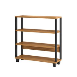 Estante Livreiro Baixa Estilo Industrial F23 Freijó/Preto Fosco - Pradel - 3