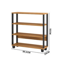 Estante Livreiro Baixa Estilo Industrial F23 Freijó/Preto Fosco - Pradel - 4