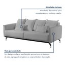 Ver mais imagens de Sofá Living 2 Lugares 220cm com Base de Ferro Tecido Boulé Acácia Cinza