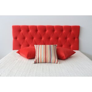 Cabeceira Estofada Solteiro com Botões 90x60cm Vermelho